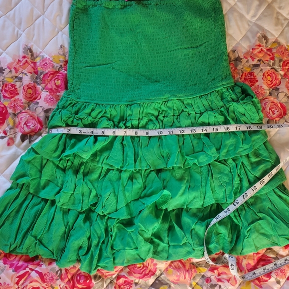 Betsey Johnson Rosie Strapless Tiered Mini Dress Green - Picture 10 of 16